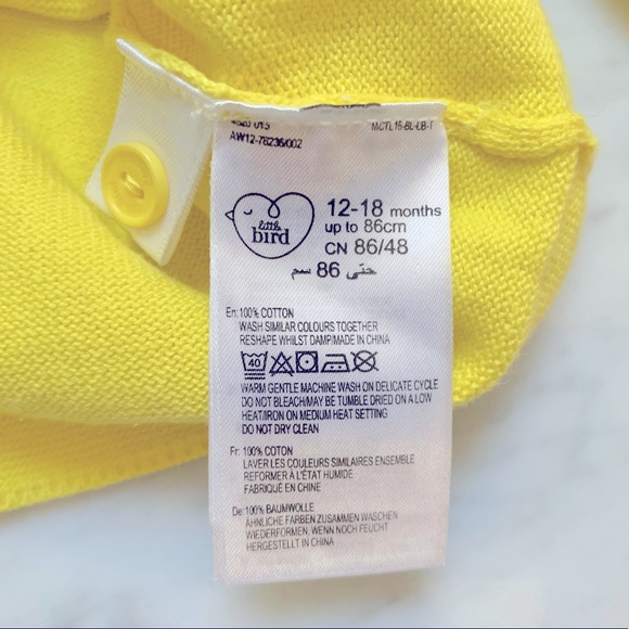 Little Bird Yellow Cardigan 12 - 18 Months - Picture 6 of 6